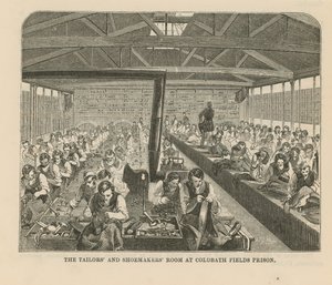 Místnost krejčích a ševců ve věznici Coldbath Fields od English School