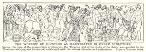 Uctívání Dionýsa, jak je znázorněno v řeckém sochařství (litho) od English School