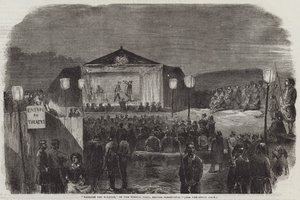 "Zouaves Theatre" ve francouzském táboře před Sebastopolem (rytina) od English School