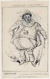 Divadelní postavy 1: Falstaff, cca 1825 (pero a inkoust na papíře) od English School