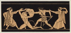 Theseus zabíjí Minotaura (barevná litografie) od English School