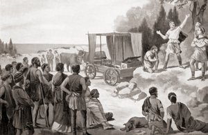 Thespisův vůz, z Hutchinsonových Dějin národů, pub.1915 od English School