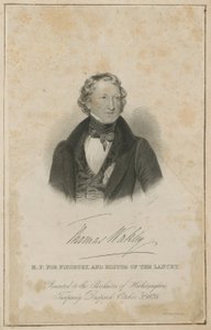 Thomas Wakley, poslanec za Finsbury a zakládající redaktor The Lancet od English School