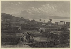 Tiberias a Galilejské jezero (rytina) od English School