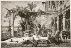 Tiberius v Capreae (litografie) od English School