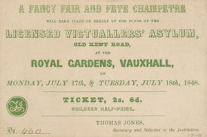 Vstupenka na A Fancy Fair a Fete Champetre v Royal Gardens, Vauxhall, Londýn od English School