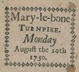 Vstupenka na Mary-le-Bone Turnpike od English School