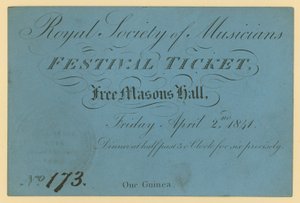 Vstupenka na Royal Society of Musicians Festival, Free Masons Hall od English School