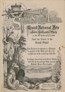Vstupenka na Grand National Fete španělské společnosti v Londýně v parku Lord Hollands od English School