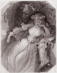 Titania (Sen letní noci) (Sen noci svatojánské) - v "" Shakespearově ženské galerii, sbírce čtyřiceti pěti vážných portrétů raných londýnských umělců, obohacených o kritické a literární poznámky"""" kolem roku 1838 - od “” Galerie tl od English School