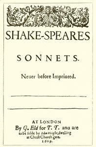Titulní strana Shakespearových sonetů, 1609 od English School
