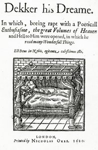 Titulní strana pro Dekker his Dreame od Thomase Dekkera, vydaná v roce 1620 od English School