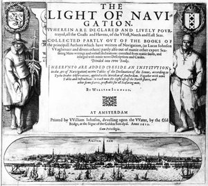 Titulní strana pro The Light of Navigation od Williama Johnsona, vydaná 1612 (knihtisk a rytina) od English School