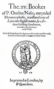 Titulní strana XV knihy P. Ovidia Naso s názvem Metamorphosis od English School
