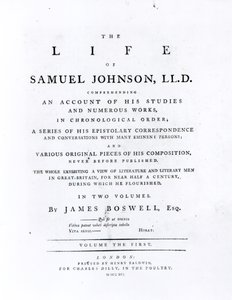 Titulní strana, ze Života Samuela Johnsona od Jamese Boswella (1740-1795) od English School