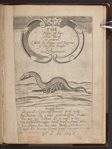 Titulní strana The Ages of Sin, aneb Sinnes narození a růst od English School