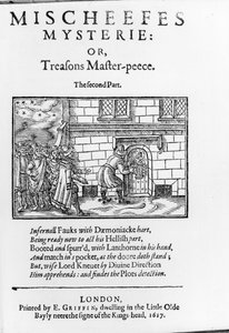 Titulní strana k Mischeefes Mysterie or Treasons Master-peece - The Second Part od Johna Vicarse 1617 od English School