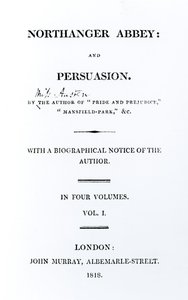 Titulní strana k Northanger Abbey and Persuasion od Jane Austenové, první vydání, 1818 od English School