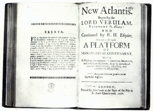 Titulní listy k Francis Bacons New Atlantis, vydání z roku 1660 (tisk) od English School