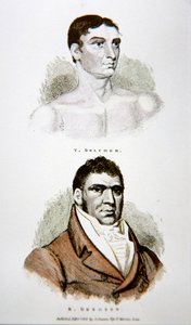 Tom Belcher a Gregson, z tisku vydaného v roce 1813 (barevné lito) od English School