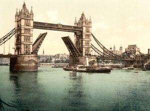 Tower Bridge, Londýn (ručně kolorovaná fotografie) od English School