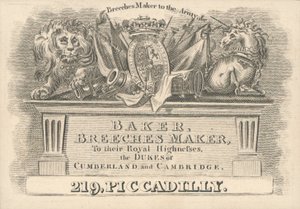 Obchodní karta, Baker, Breeches Maker od English School
