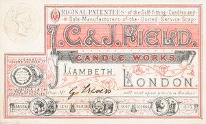 Obchodní karta, J C and J Field Candle Works od English School