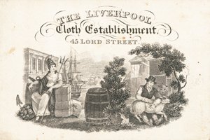 Obchodní karta, Liverpool Cloth Establishment od English School