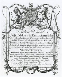 Obchodní karta pro Nehemiaha Warda, bijce Southwark od English School