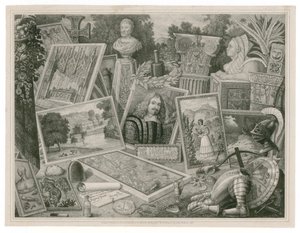Vizitka Roberta Martina, podporující dovednosti v litografickém umění, 1830 od English School