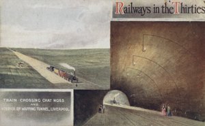 Vlakový přejezd Chat Moss a interiér Wapping Tunnel, Liverpool od English School