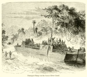 Transport Barge na James River Canal (rytina) od English School