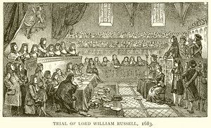 Proces s lordem Williamem Russellem, 1683 od English School