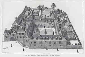 Trinity Hall asi 1688, po Loggan (rytina) od English School