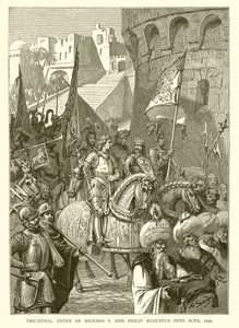 Triumfální vstup Richarda I. a Filipa Augusta do Akkonu, 1191 od English School