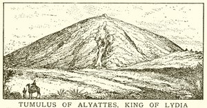 Tumulus z Alyattes, král Lydie od English School