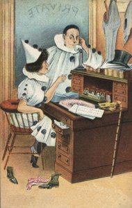 Dva klauni v kanceláři (barva litho) od English School