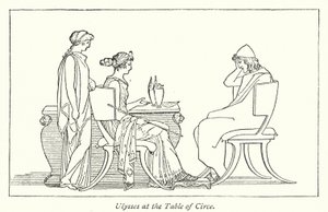 Ulysses u stolu Circe (litho) od English School