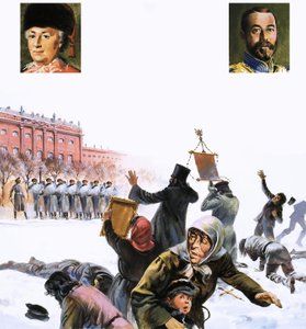 Neidentifikovaná scéna z ruské revoluce z roku 1905 od English School