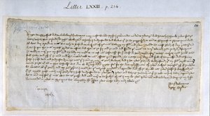 Valentýnský dopis od Margery Brews Johnu Pastonovi III, únor 1477 (pero a inkoust na papíře) od English School