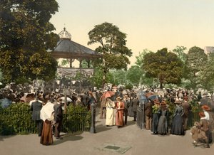 Valley Gardens, Harrogate, hospoda. 1900 (barevná litografie) od English School
