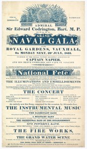 Vauxhall Gardens, Grand Naval Gala, admirál Sir Edward Codrington od English School