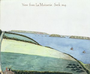 Pohled z la Moinerie, Serk, 1849 (wc na papíře) od English School