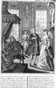 Prohlédněte si zde Tři různé stavy ve skutečném životě - Pasák, slečna opuštěná a manželka, 1735-6 od English School