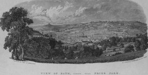Pohled na Bath, pořízený poblíž parku Prior (rytina) od English School