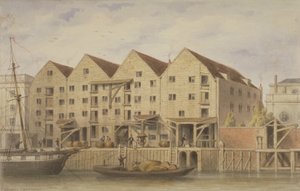 Pohled na Chamberlains Wharf, Tooley Street, 1846 (wc na papíře) od English School