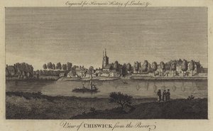 Pohled na Chiswick od řeky (rytina) od English School