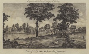 Pohled na Clapham z Common (rytina) od English School