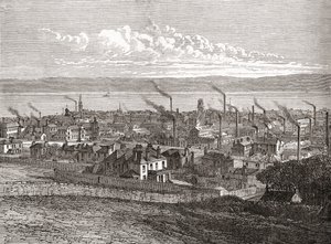 Pohled na Dundee, Skotsko, z knihy "Cities of the World", vydané kolem roku 1893 (tisk) od English School