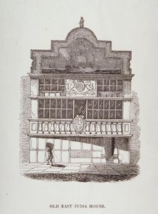 Pohled na East India House, s postavou vpředu, cca 1700 od English School